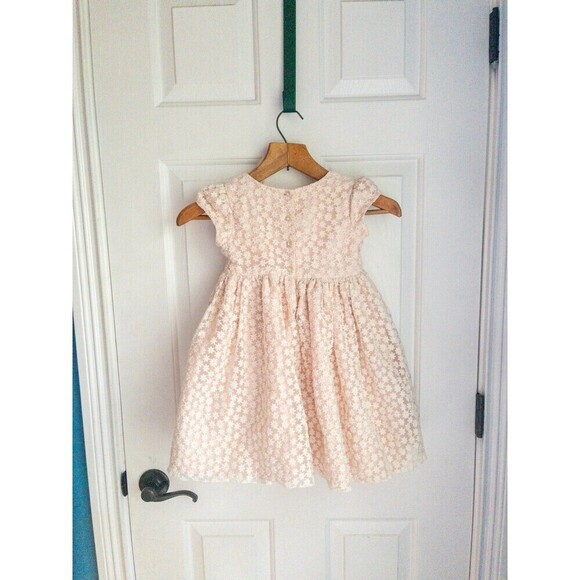 Pippa and Julie Size 4 Girls Flower Girl Pink Lacey Princess Dress - Picture 2 of 9